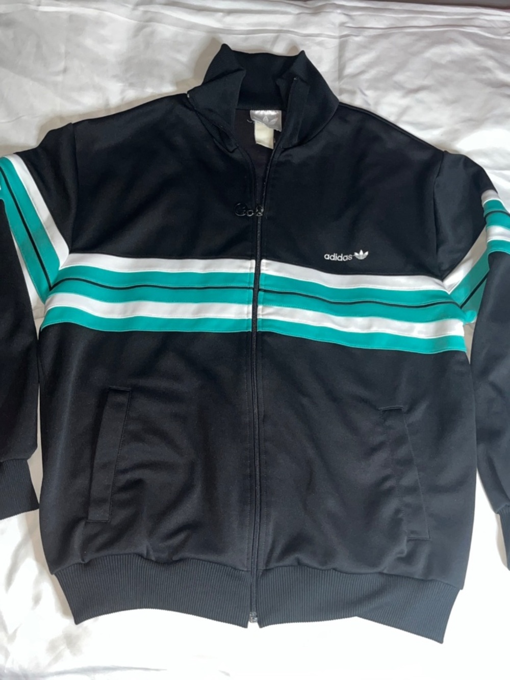 Vintage Adidas Originals Track Jacket Full-Zip Pockets Stand-Up Striped Medium